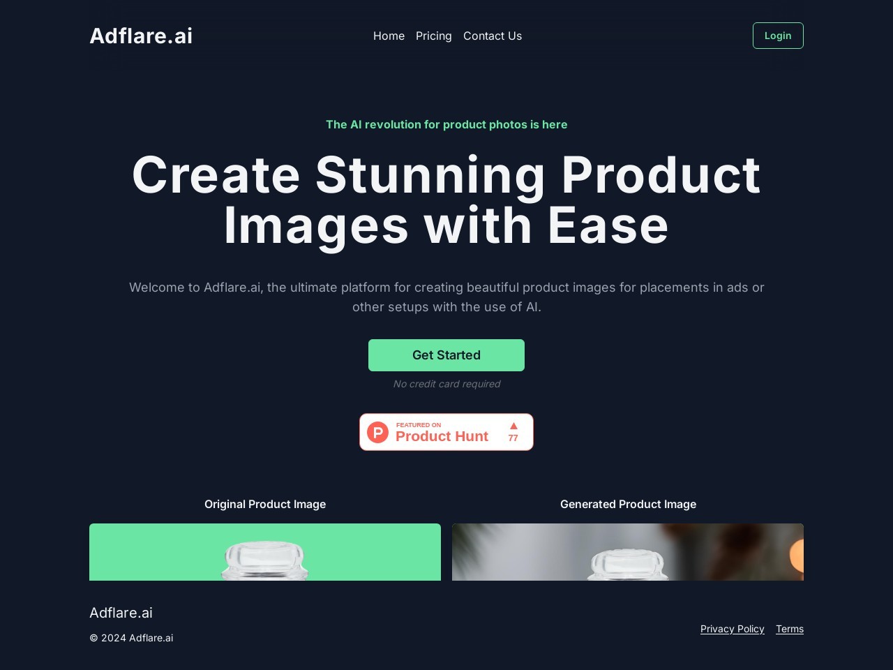Adflare.ai官网 – AI驱动的产品图像生成平台