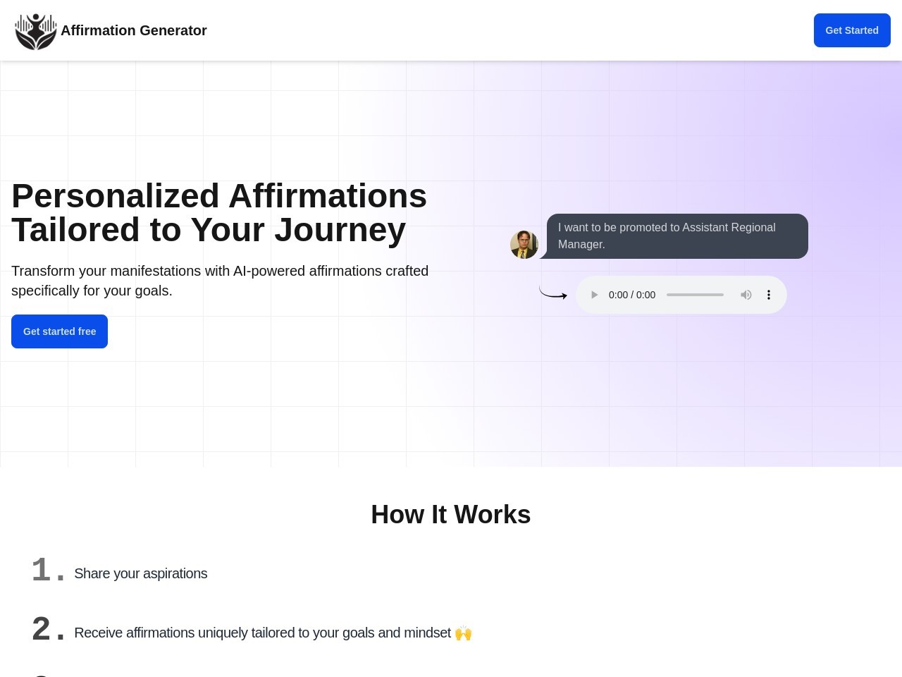 Affirmation-Generator官网 – 个性化的积极自我肯定生成平台