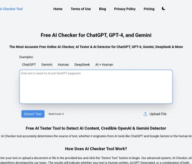 AI Checker Tool官网 – 免费AI内容检测与查重工具