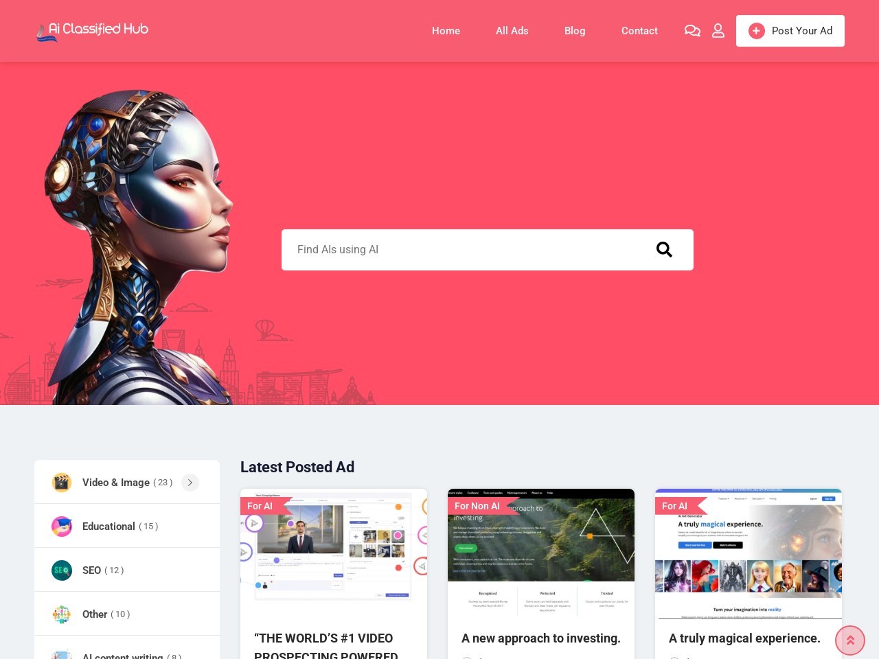 aiclassifiedhub.com官网 – 一个集中所有AI平台的在线市场