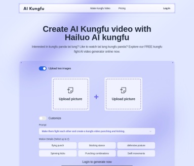 AI Kungfu Video Generator官网 – 将照片转化为动态功夫视频