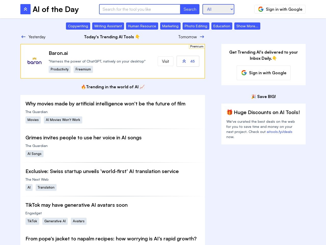 AI of the Day – Find the next ChatGPT-每天推荐智能工具与新闻