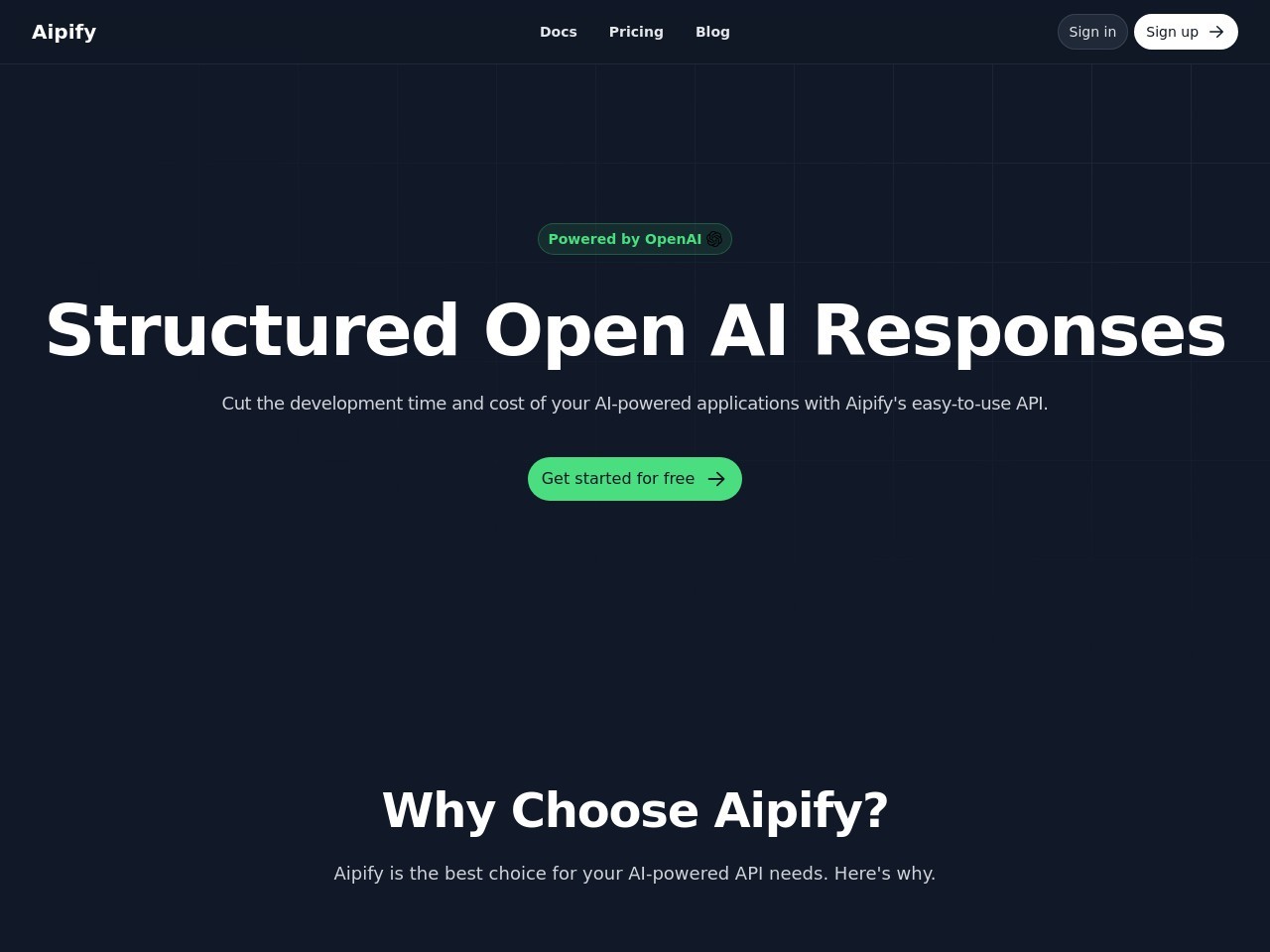 Aipify官网 – 快速创建AI驱动的API