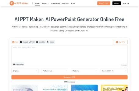 AI PPT Maker官网 – 快速生成专业幻灯片工具