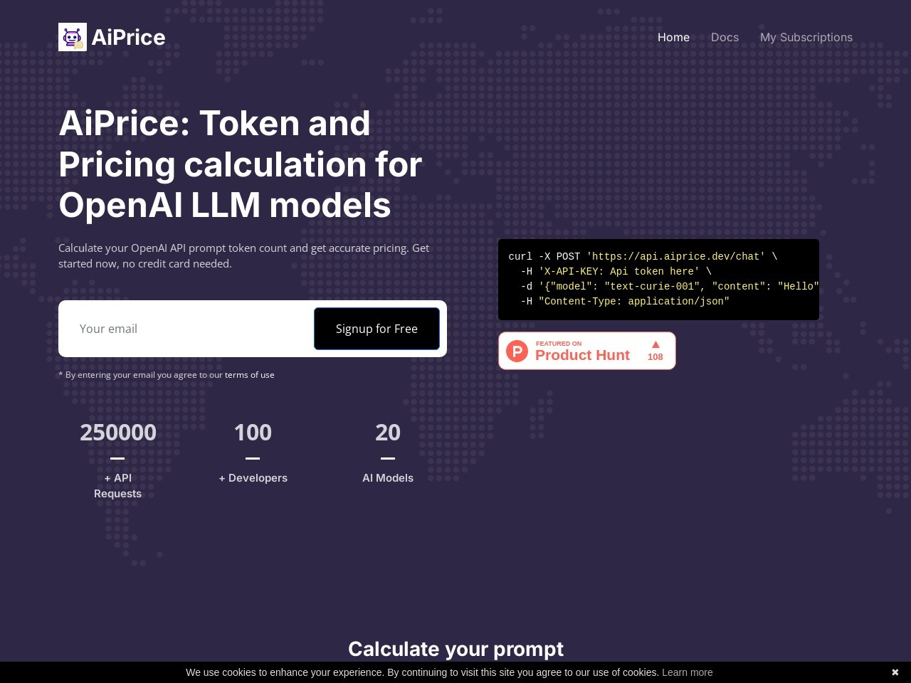 AiPrice官网 – 估算OpenAI API调用成本的服务