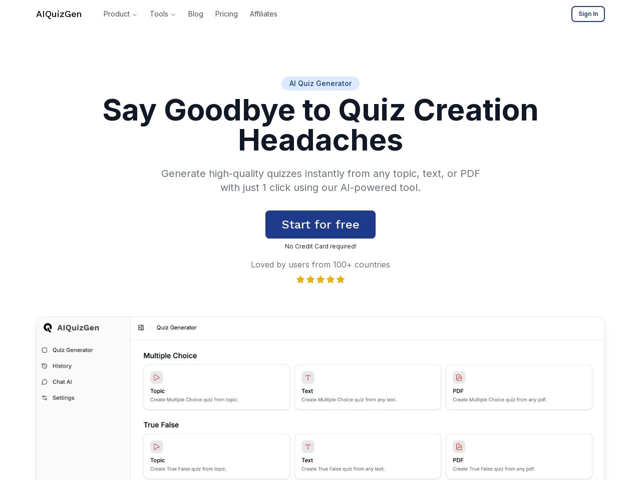 AIQuizGen官网 – 快速生成有趣的测验