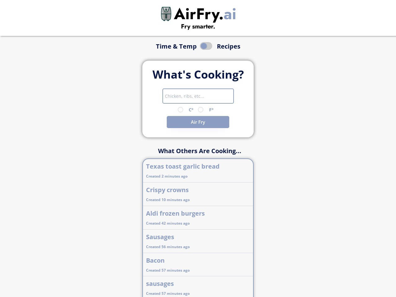 AirFry.ai官网 – 专为空气炸锅设计的智能食谱网站