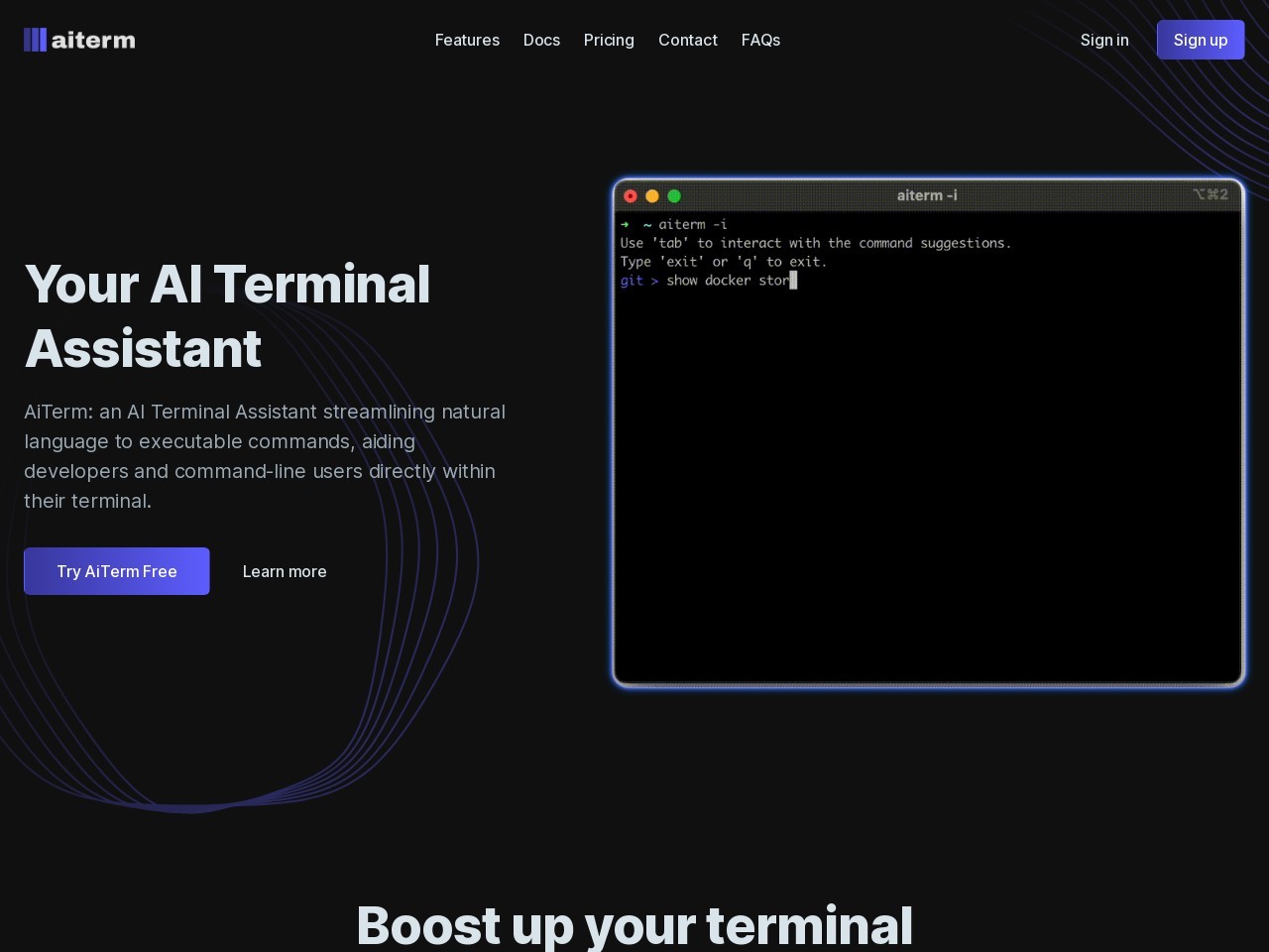 AiTerm (Beta)官网 – AI终端助手，简化命令输入
