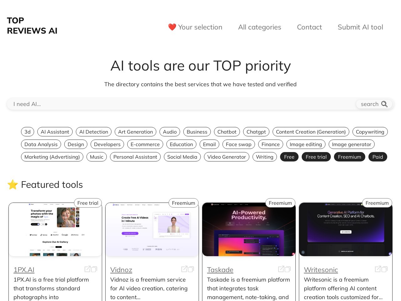 AI top reviews官网 – AI工具的汇聚地
