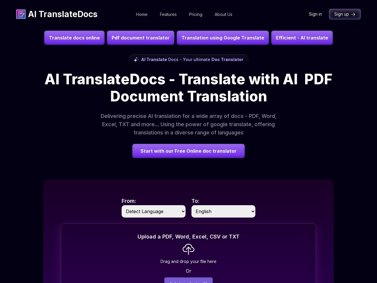 AI TranslateDocs官网 – 高效的多语言文档翻译服务
