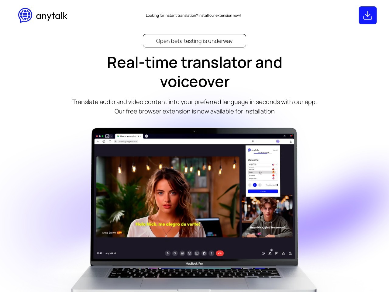 anytalk.ai官网 – 即时语音翻译，促进无障碍会议
