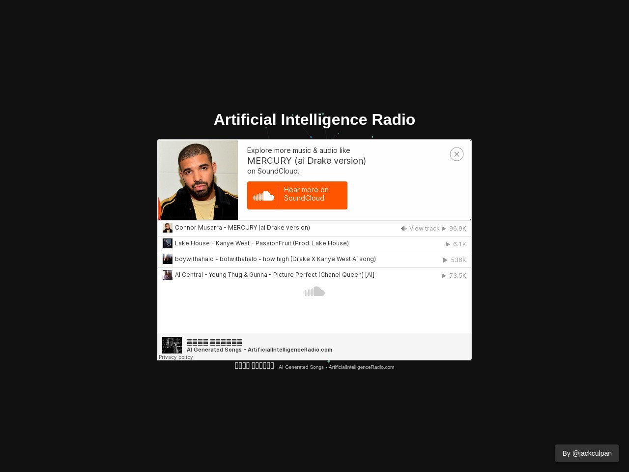 Artificial Intelligence Radio官网 – 全天候播放AI生成音乐的平台