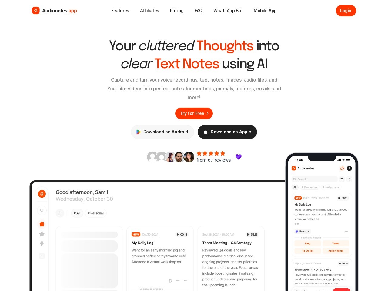 AudioNotes官网 – 智能笔记应用，提升效率