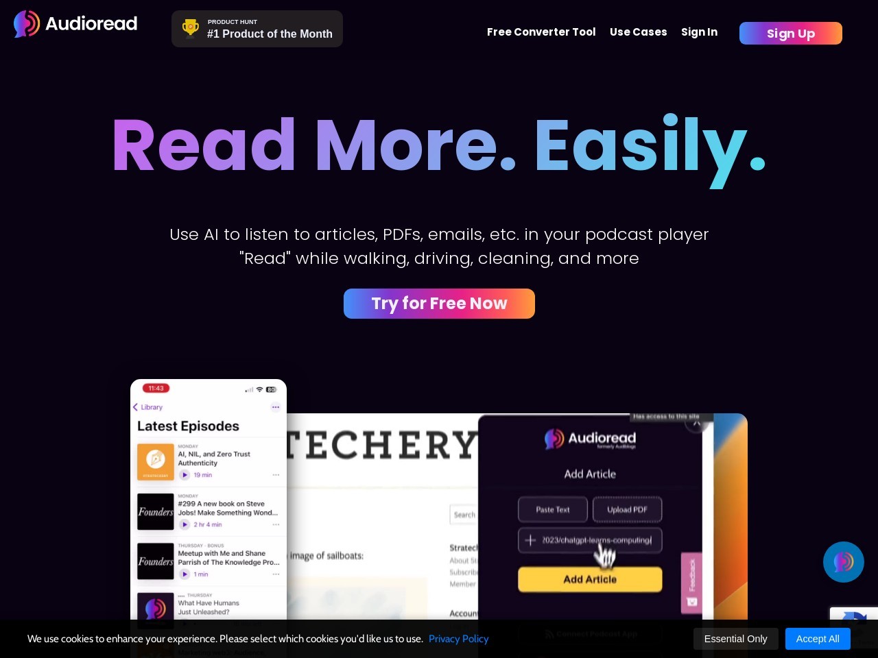 Audioread官网 – 将文字转换为高质量音频的创新工具
