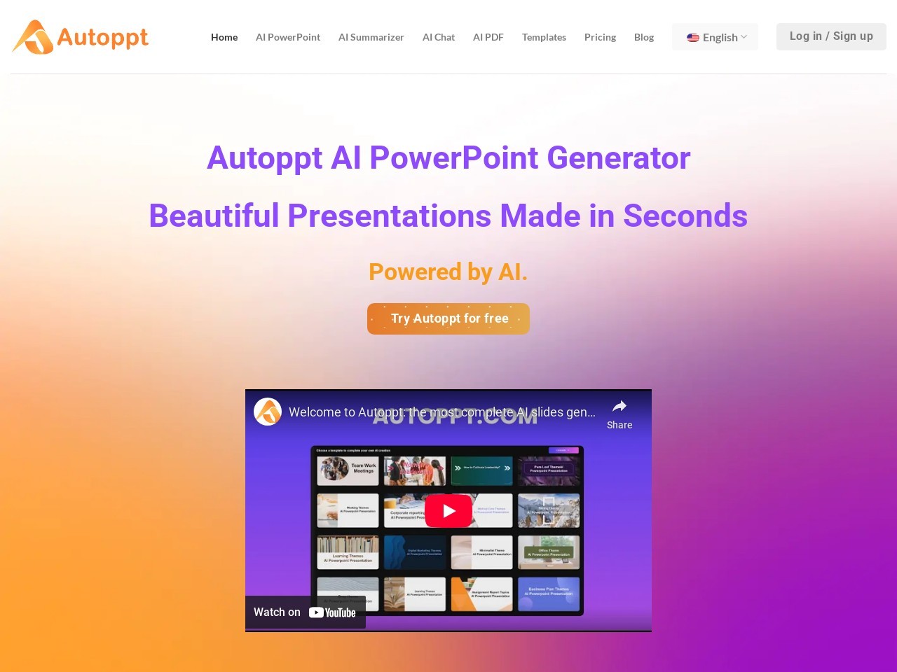 Autoppt官网 – 快速生成精美的演示文稿