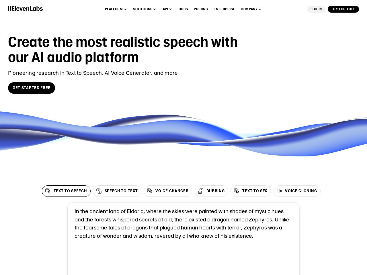 Elevenlabs.io AI文字转语音配音合成平台