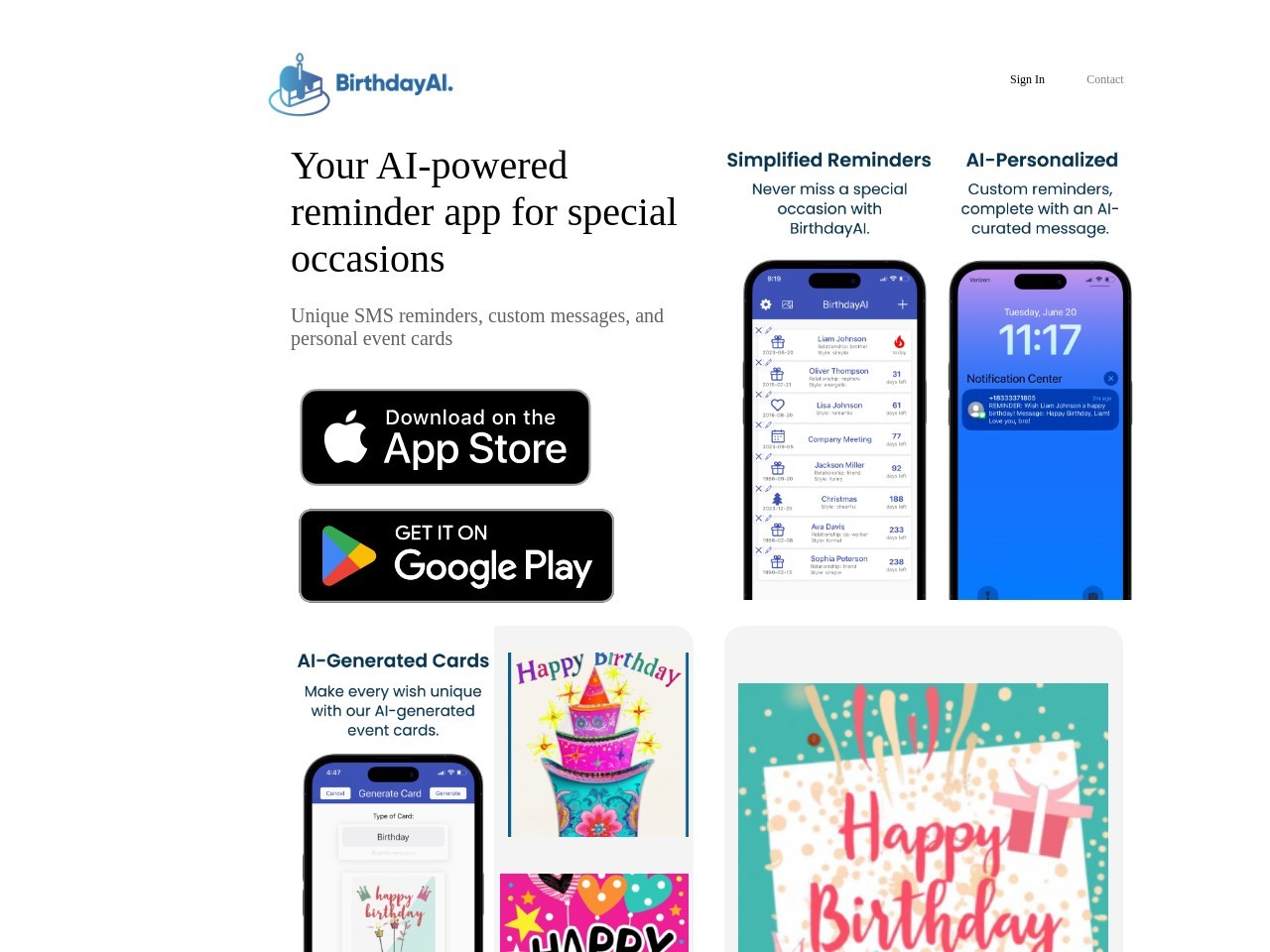 BirthdayAI官网 – 智能生日提醒与贺卡生成