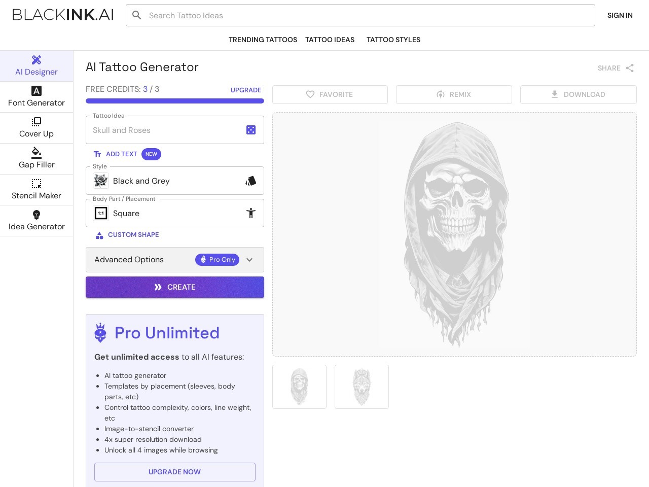 BlackInk 生成纹身设计