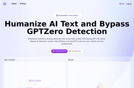BypassGPT.co: Free AI Text Humanizer官网 – 让AI生成的文本更像人类撰写