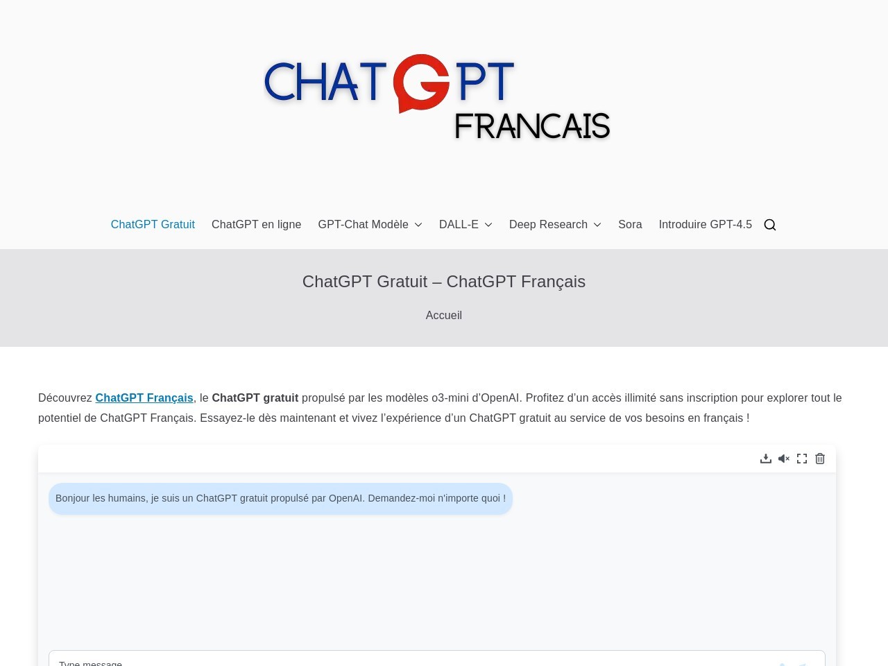ChatGPT Français – ChatGPT-Francais.com-基于GPT-4的法语聊天机器人