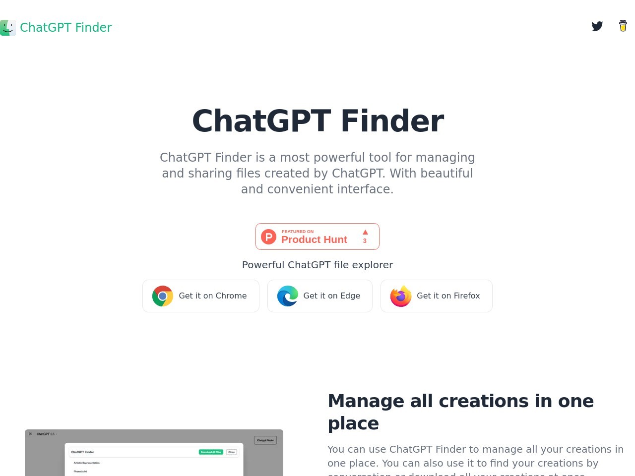 ChatGPT Finder官网 – 管理和探索ChatGPT创作文件的浏览器扩展