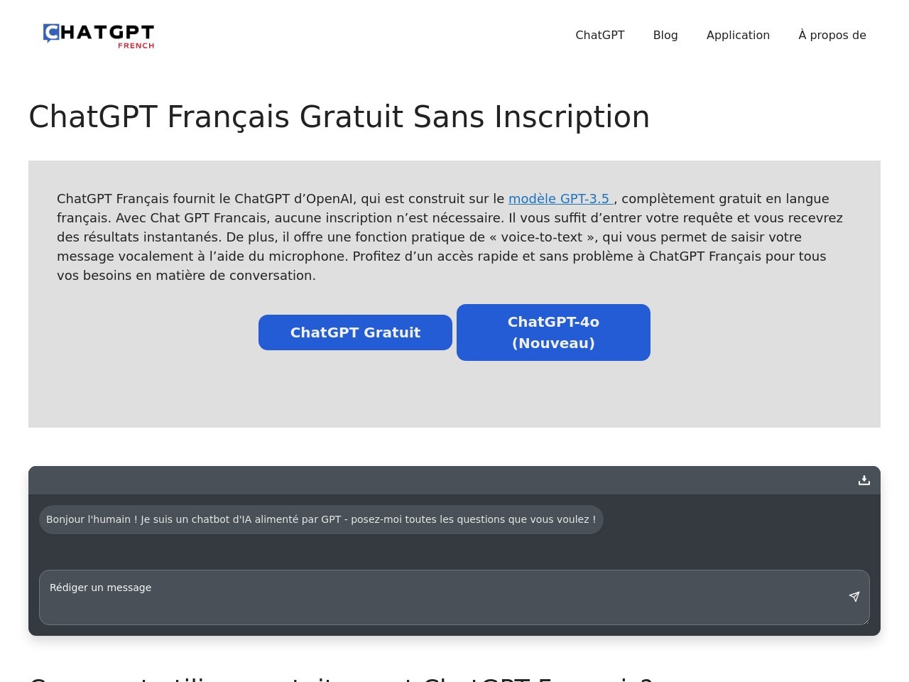 ChatGPT Français (French)官网 – 免费法语聊天生成模型