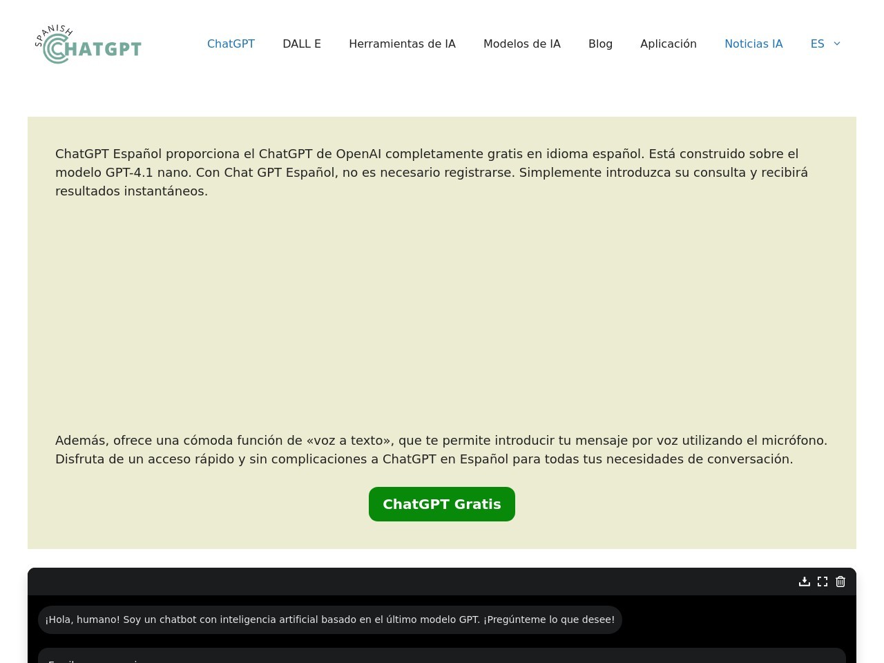 ChatGPT Spanish (Español)官网 – 免费提供西班牙语的ChatGPT