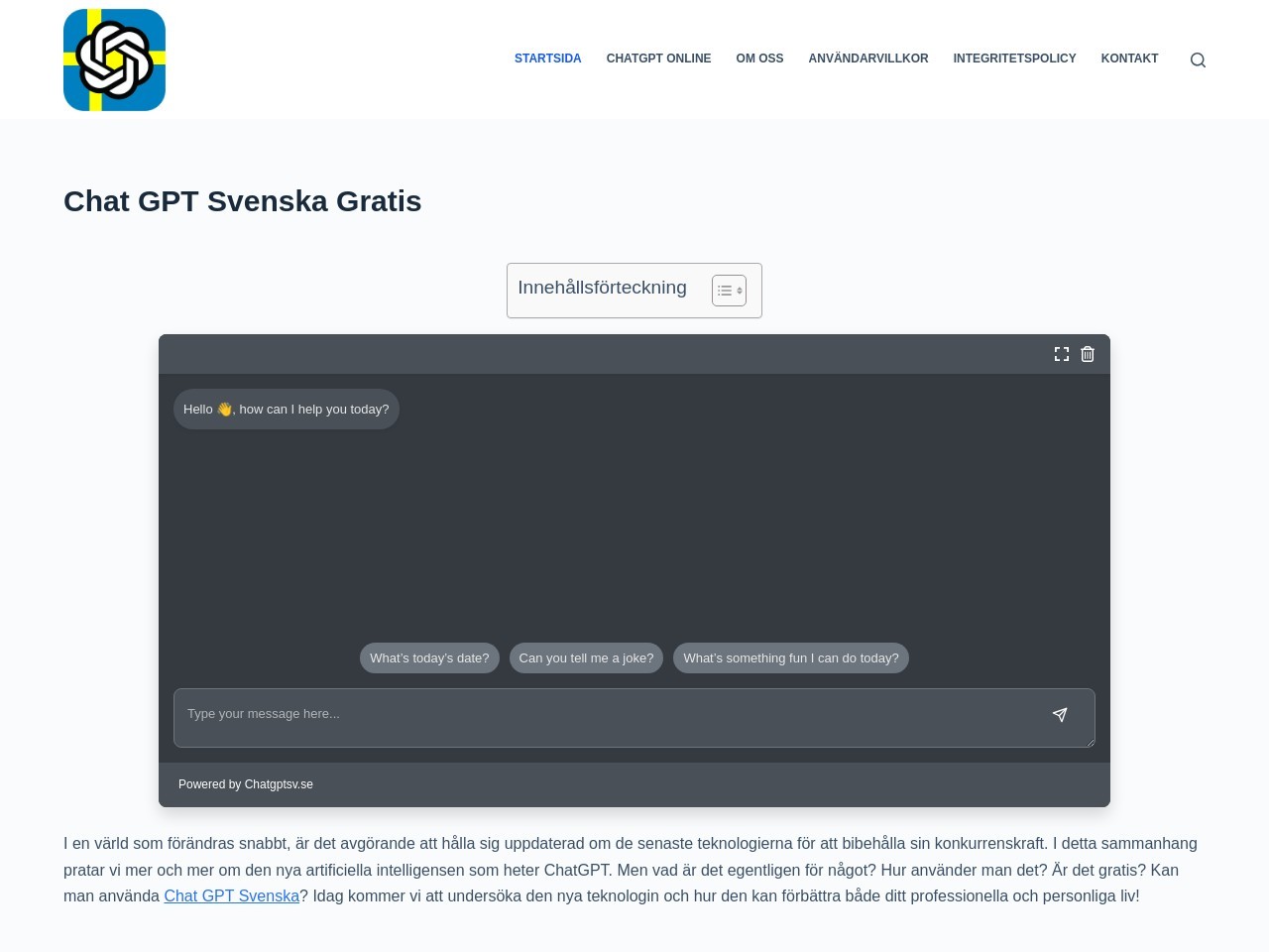 Chat GPT Svenska官网 – 为瑞典用户提供的免费聊天服务