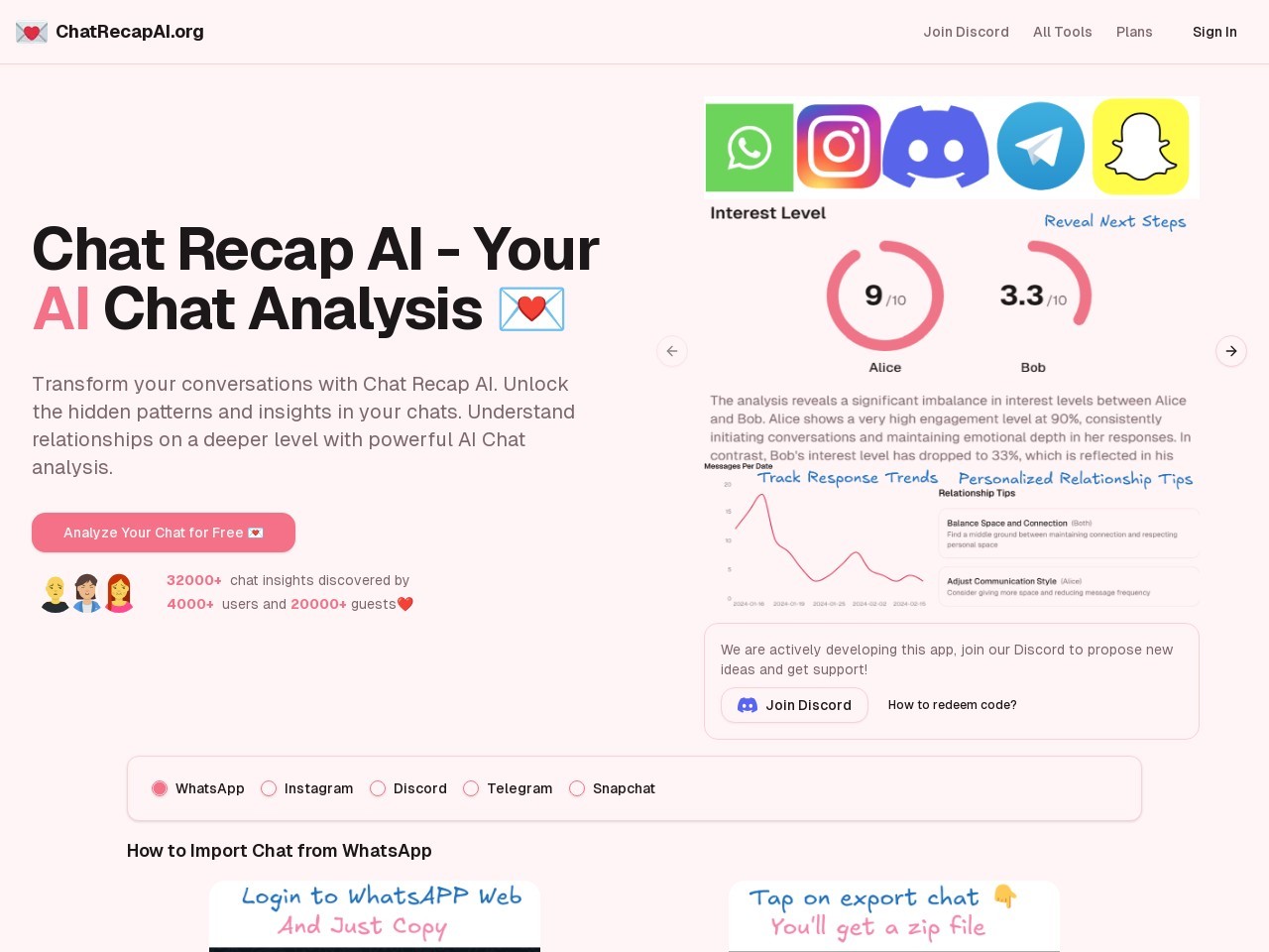 Chat Recap AI官网 – 智能分析对话，洞察关系与沟通模式