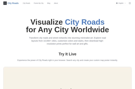 City Roads - 免费在线城市地图线条画生成工具 | 一键制作极简装饰画