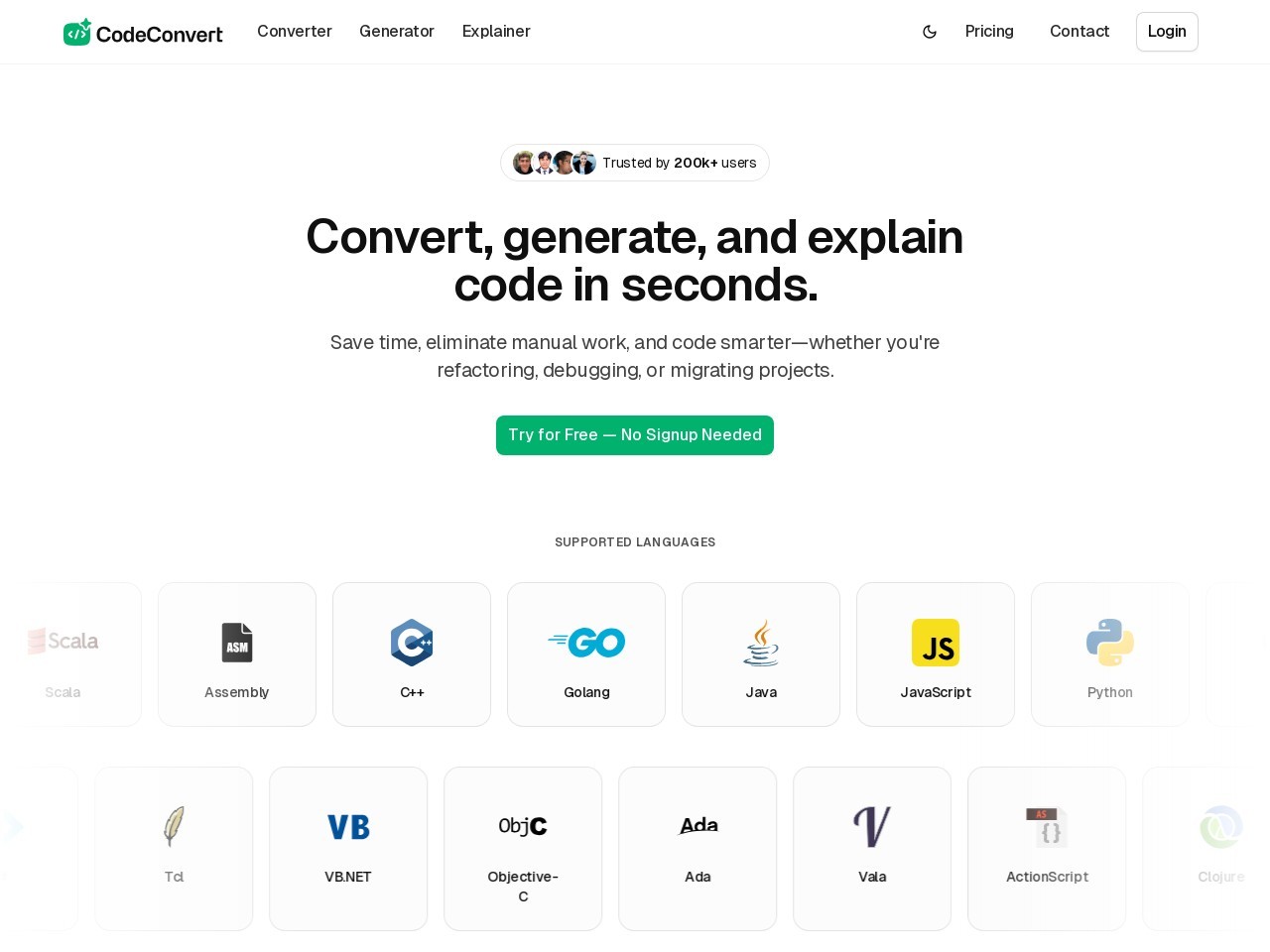 CodeConvert AI官网 – 高效的代码语言转换工具