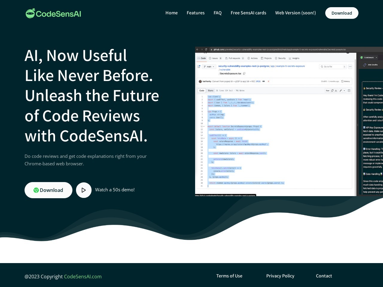 CodeSensAI官网 – 智能代码审查与洞察工具