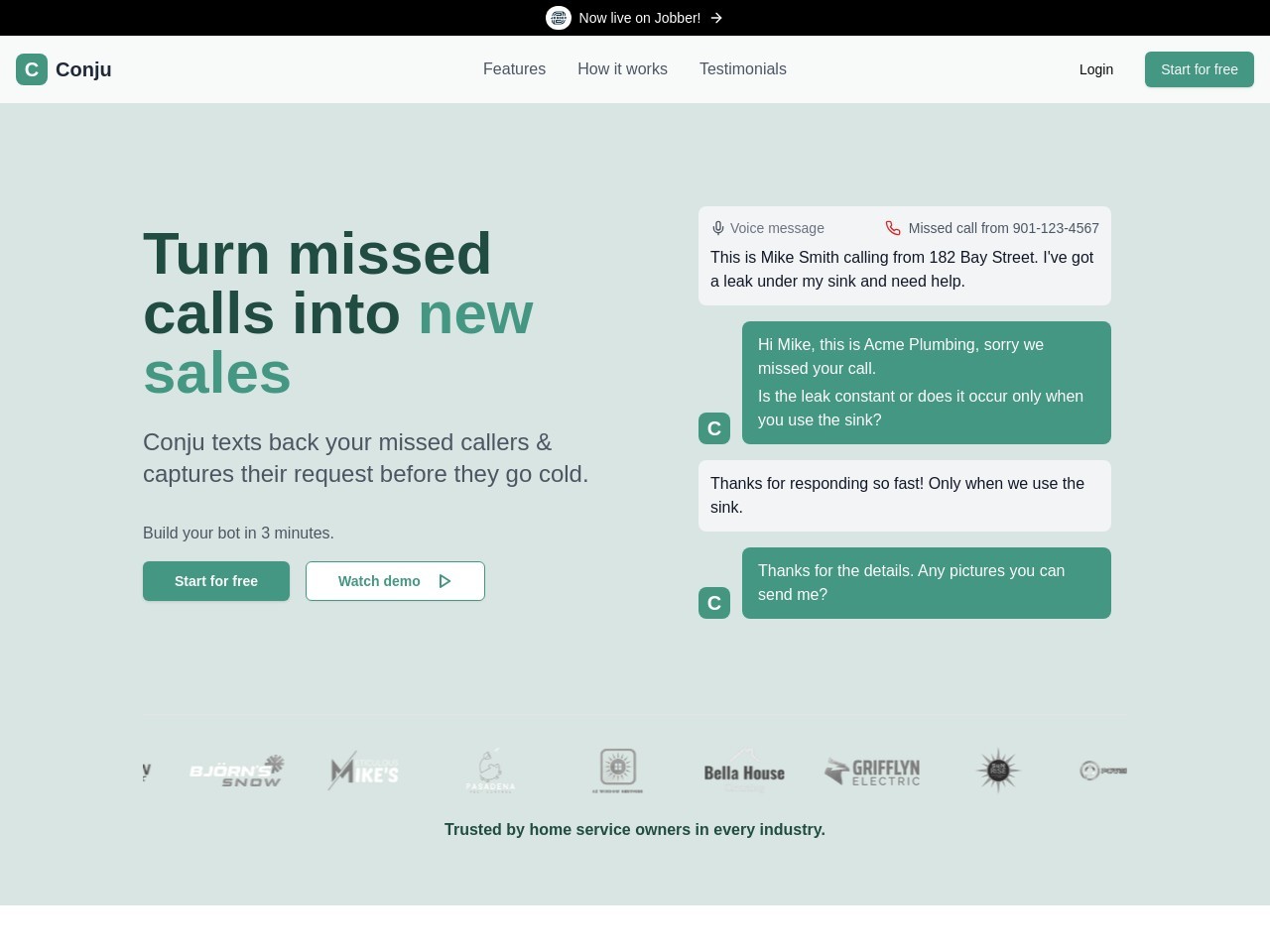 Conju Turn missed calls into new sales with AI
