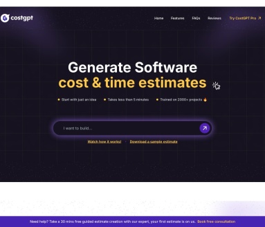 CostGpt官网 – AI驱动的软件成本估算工具