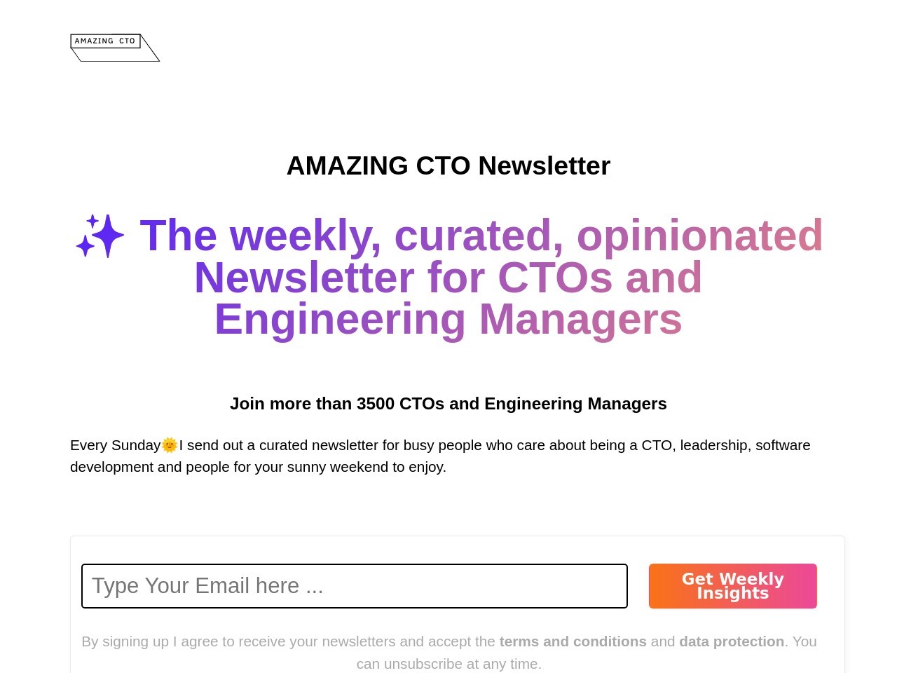 The AMAZING CTO Newsletter官网 – 为CTO和领导者提供周末精华