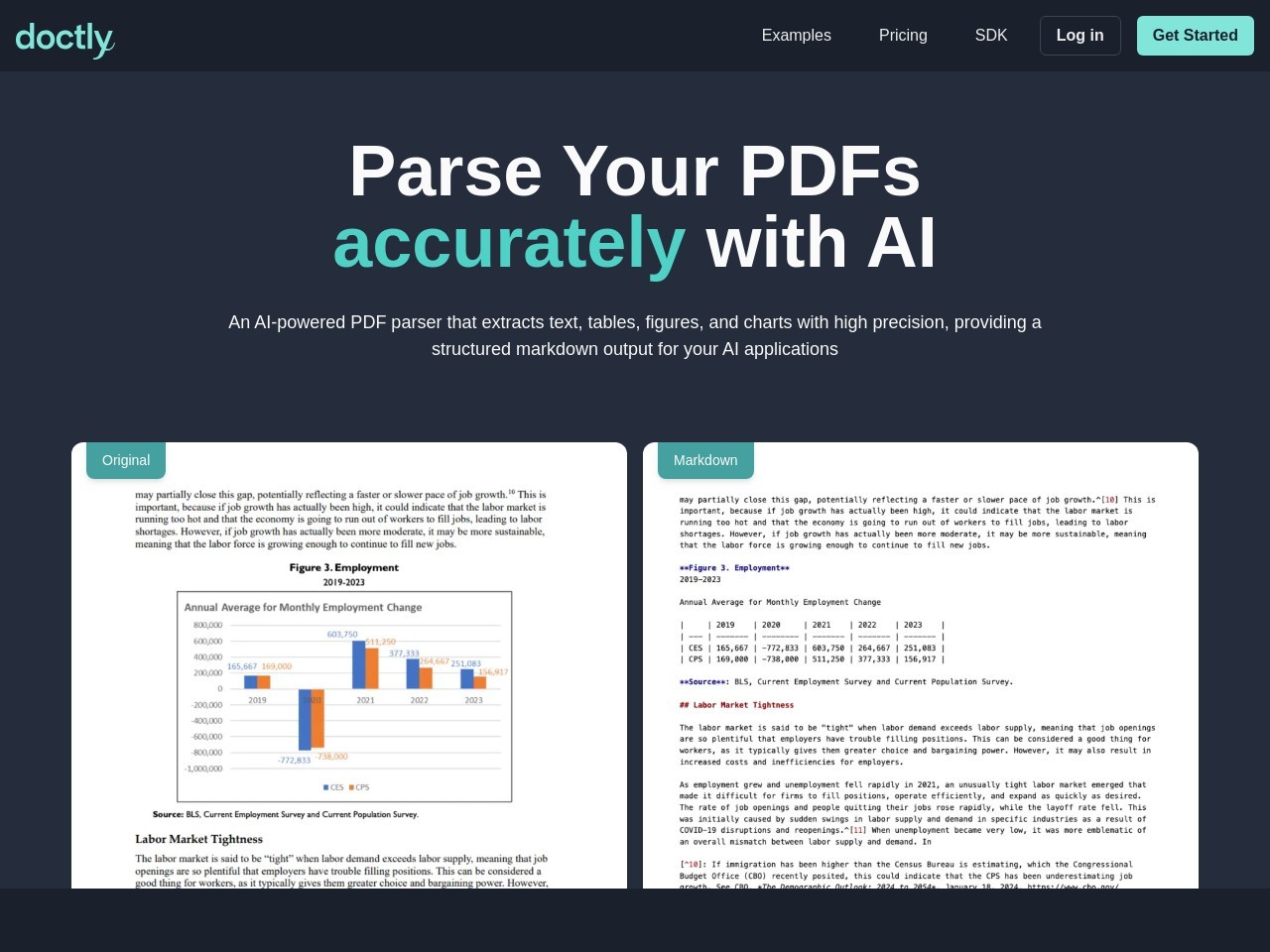 Doctly.ai官网 – 智能PDF解析器，助力AI应用