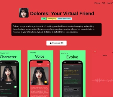 Dolores: Your Virtual Friend官网 – 一个不断进化的虚拟聊天伙伴