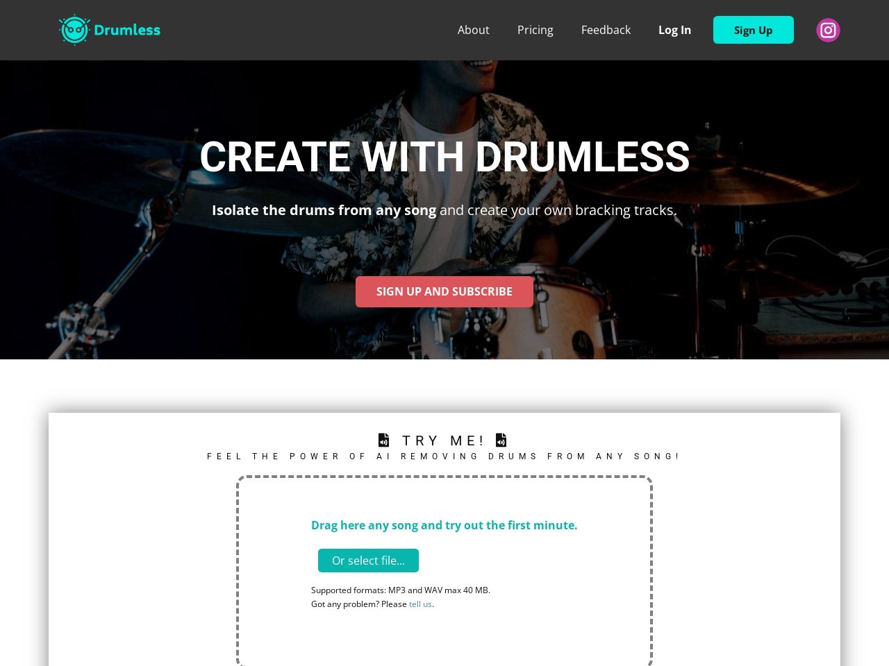 Drumless : Drums Remover官网 – 无鼓伴奏，提升打击乐技巧