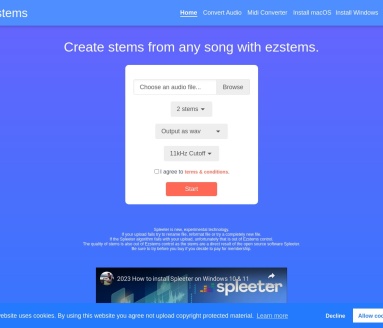 Ezstems: Create audio stems online with Spleeter in seconds.