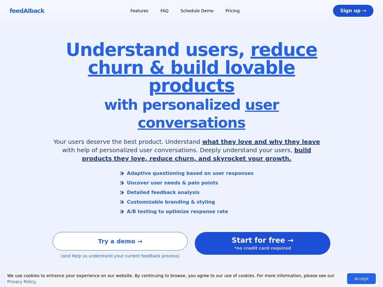 Feed-ai-back:AI driven customer feedback官网 – 将客户反馈转化为对话的AI调查