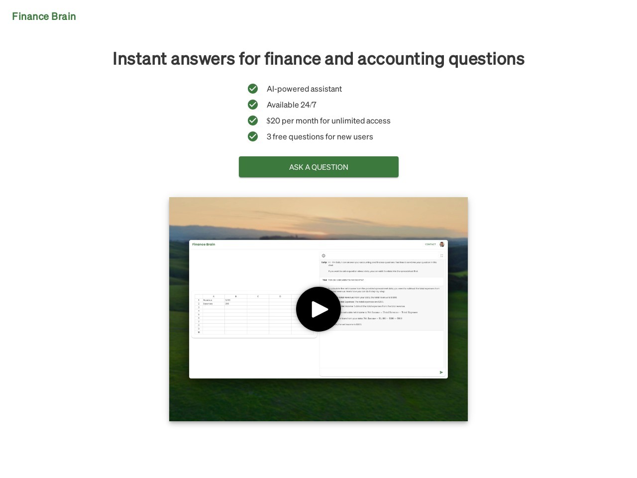 Finance Brain官网 – 24小时提供财务问题即时解答的聊天机器人