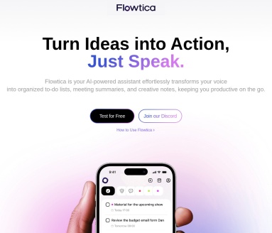 Flowtica AI,官网 – 将语音转化为高效待办事项