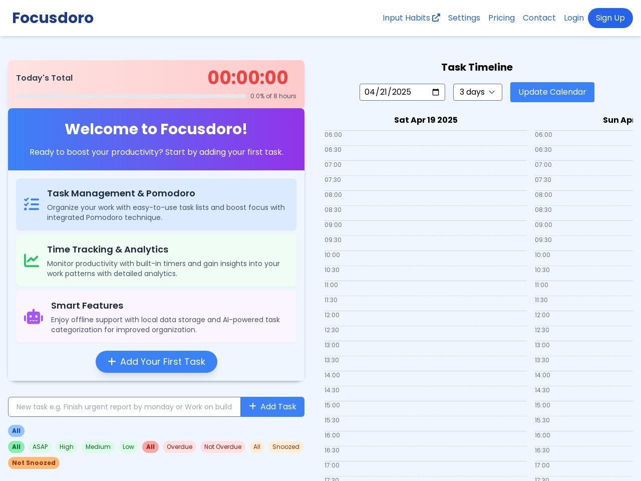 Focusdoro官网 – 一站式时间管理与待办事项工具