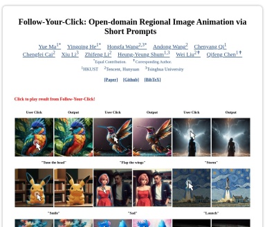 Follow-Your-Click开源项目 – 通过简短提示进行开放域区域图像动画