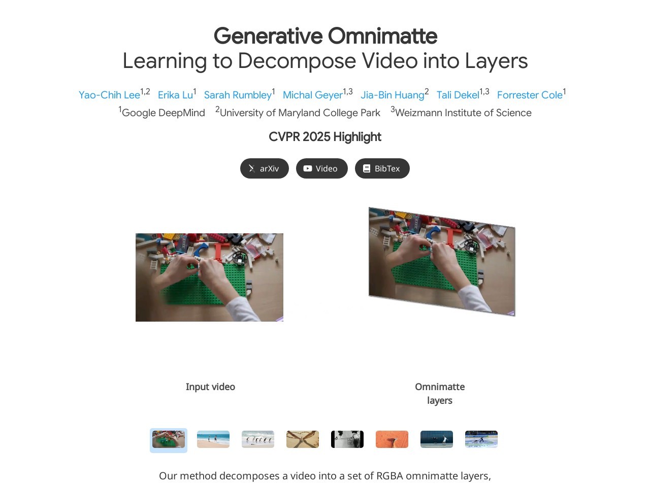 Generative Omnimatte官网 – 视频分解与编辑工具