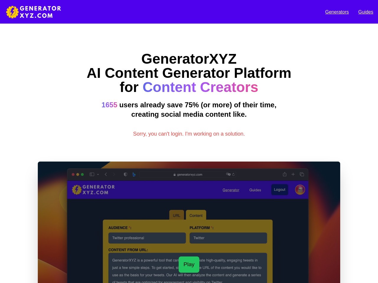 GeneratorXYZ.com官网 – AI驱动的内容生成平台
