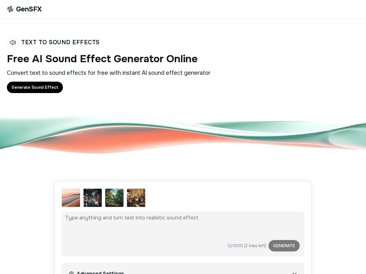 GenSFX官网 – 免费的AI音效生成器