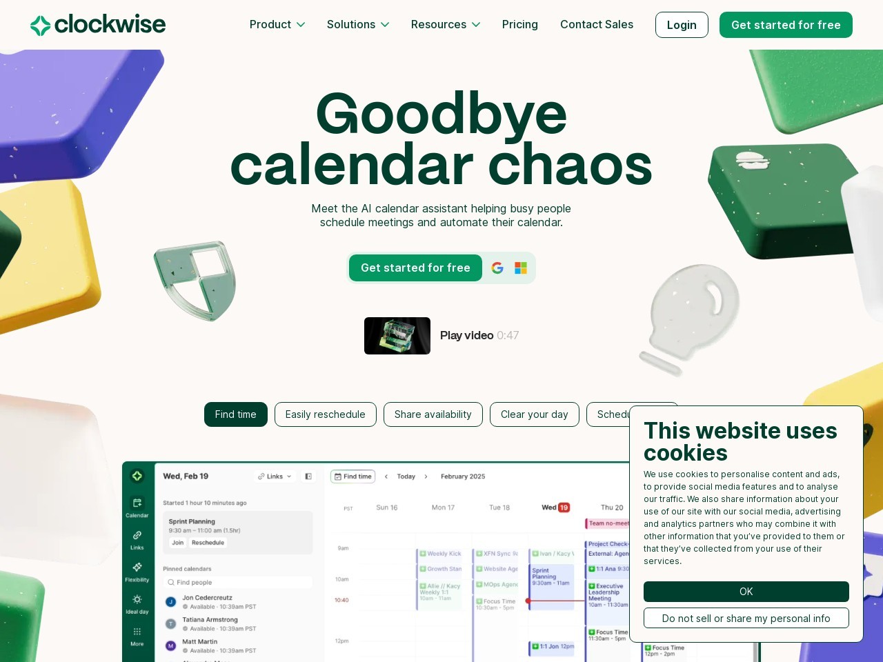 Clockwise: AI Powered Time Management Calendar官网 – 优化团队日历，创造更多时间