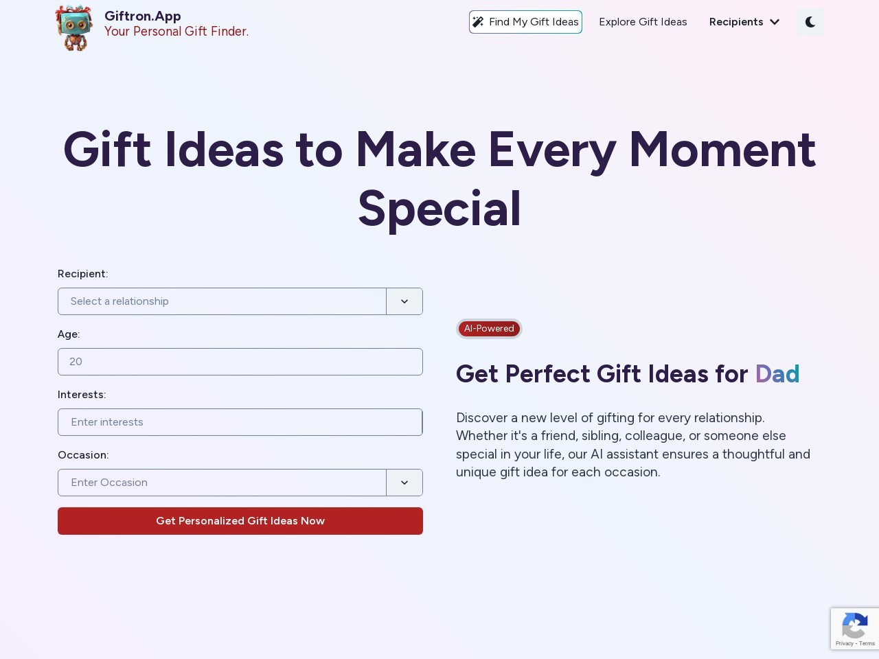 Giftron: Personalized Gift finder官网 – 个性化礼物推荐工具