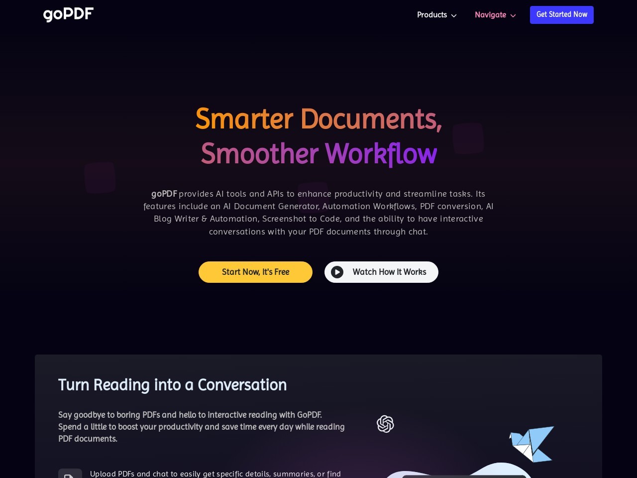 goPDF.pro, AI Chat with PDFs官网 – 告别无聊PDF，迎接互动阅读
